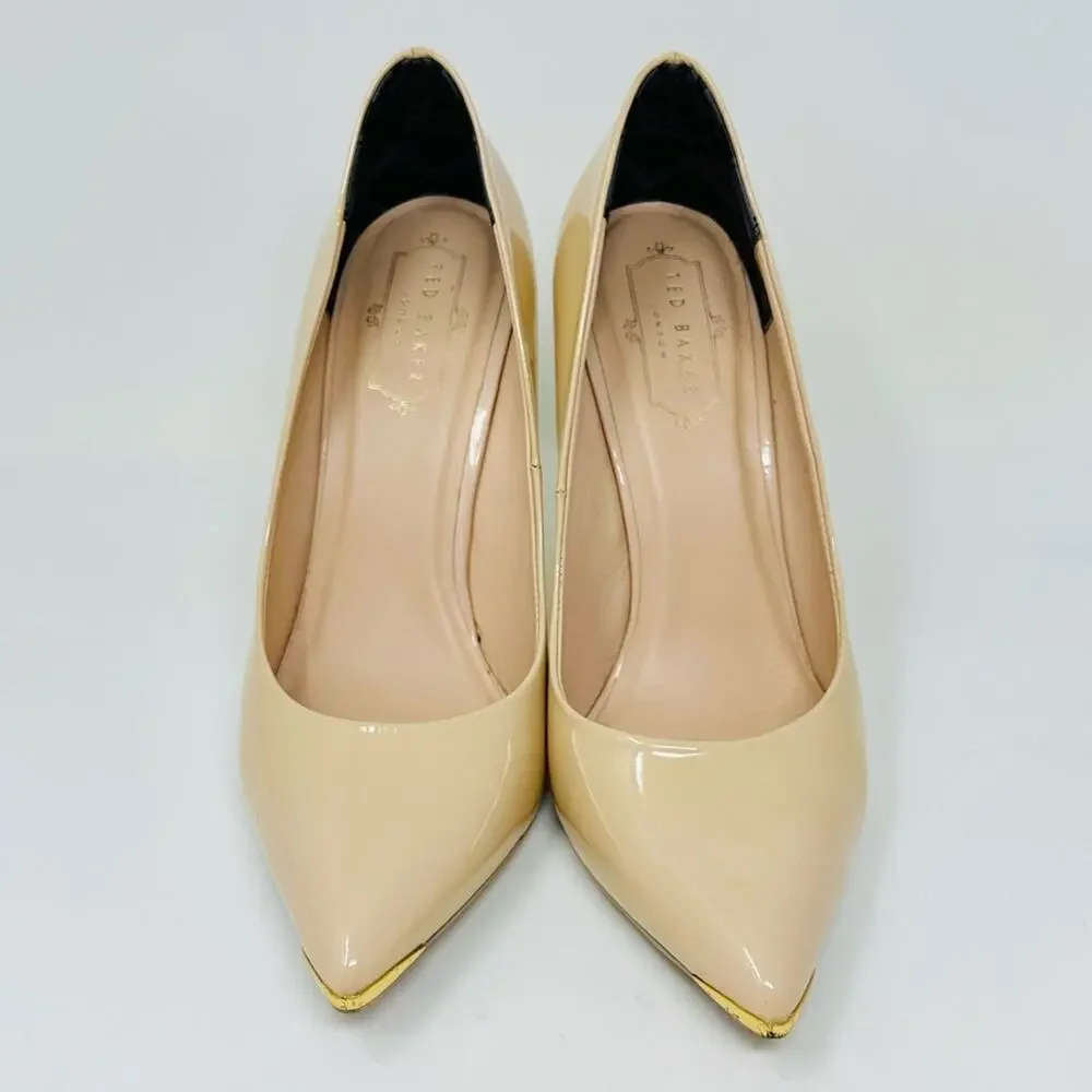 Ted Baker Patent Leather Heels Nude Size 38 Moniira Neutral pointed toe